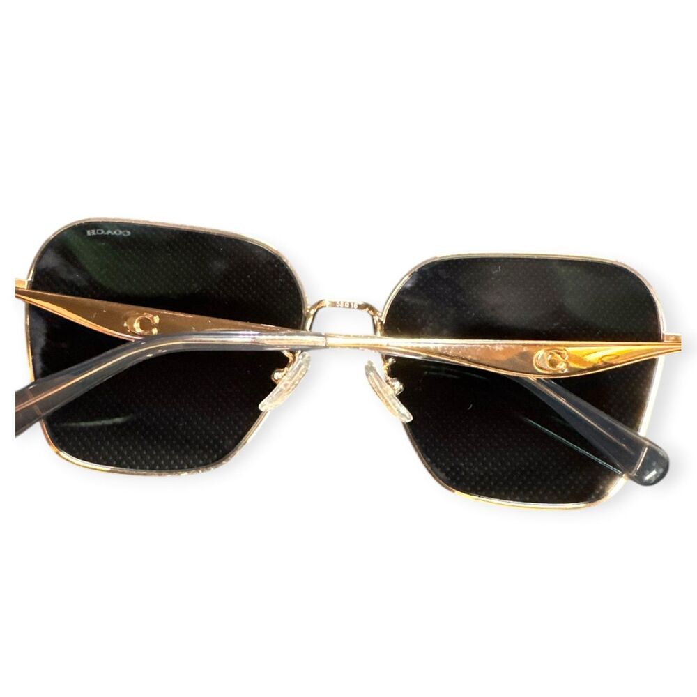 Coach Gold Sunglasses HC 7168‎ Shiny Rose Gold Metal Gray with Case Glam 145mm - Picture 11 of 11